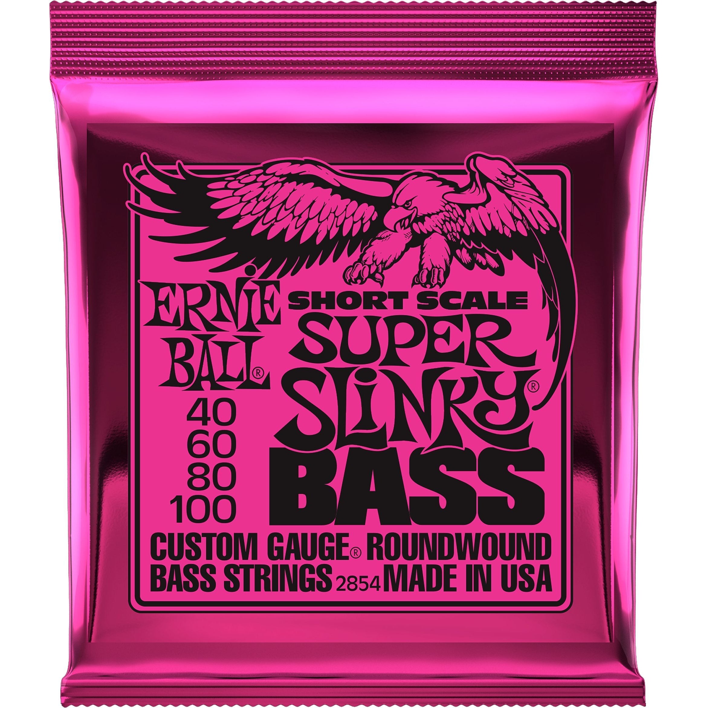 Ernie Ball Super Slinky Nickel Wound Short Scale Electric Bass Strings 40-100 Gauge