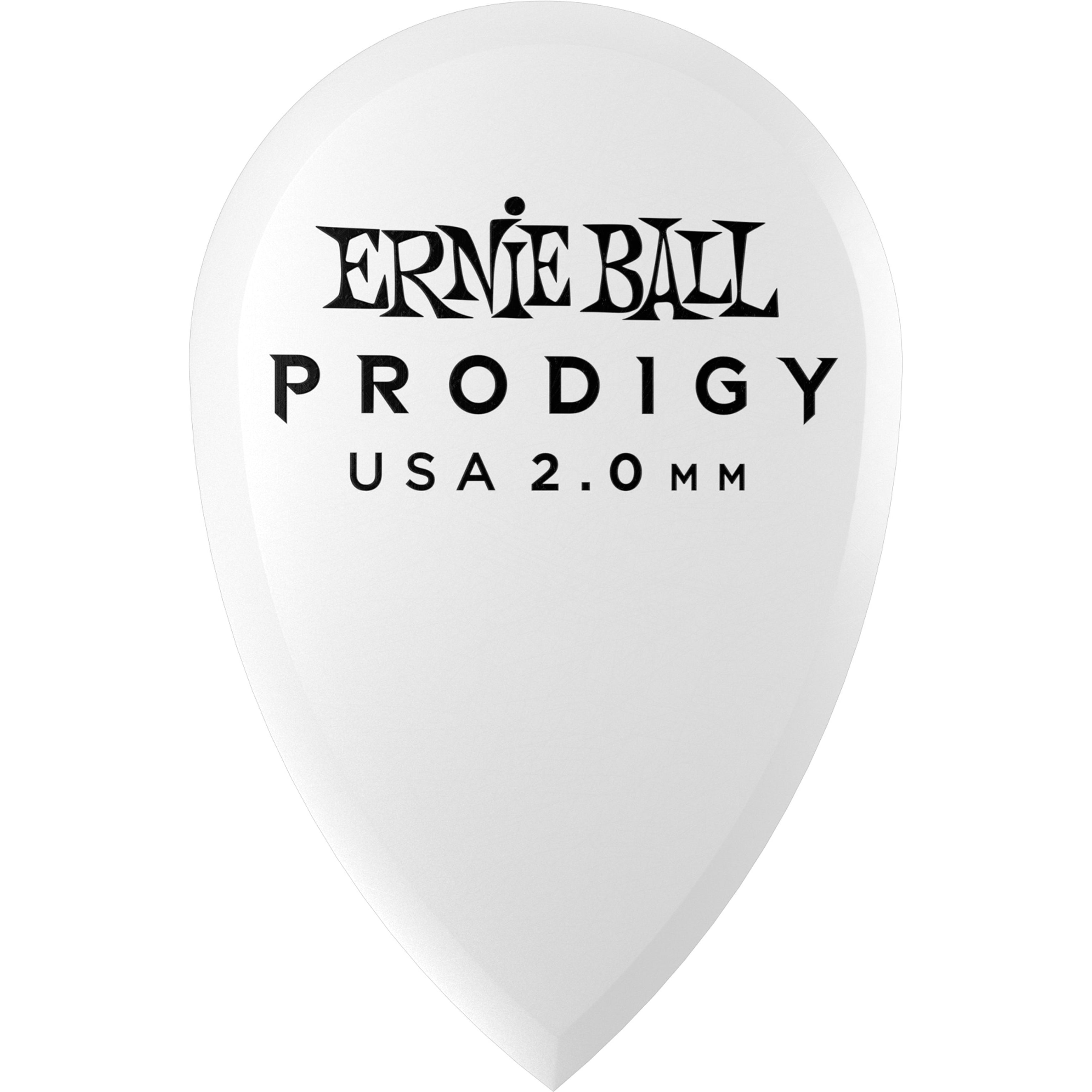 Ernie Ball Prodigy Teardrop Guitar Picks (6-Pack), White, 6-Pack, 2mm