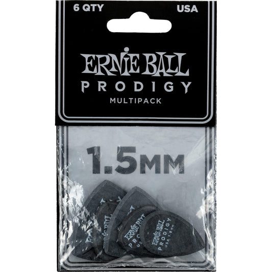Ernie Ball Prodigy Multi-Pack Guitar Picks (6-Pack), Black, 1.5mm