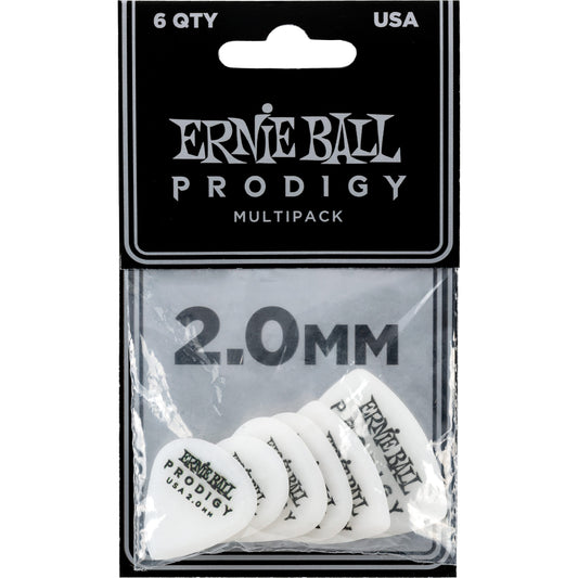 Ernie Ball Prodigy Multi-Pack Guitar Picks (6-Pack), White, 2.0mm