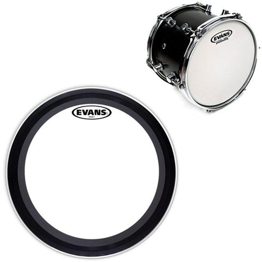 Evans EMAD Clear Bass Drumhead, with Evans G1 Coated Drum Head, 14 Inch