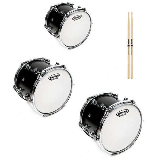 Evans Genera G2 Coated Drumhead, Fusion Tom Pack with Drumstick Pair, 10, 12, 14 Inch