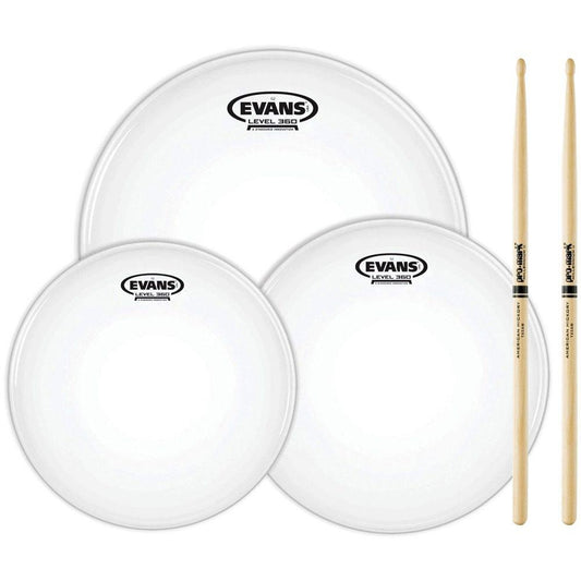 Evans Genera G2 Coated Drumhead, Rock Tom Pack with ProMark TX5AW Drum Sticks, 10, 12, 16 Inch