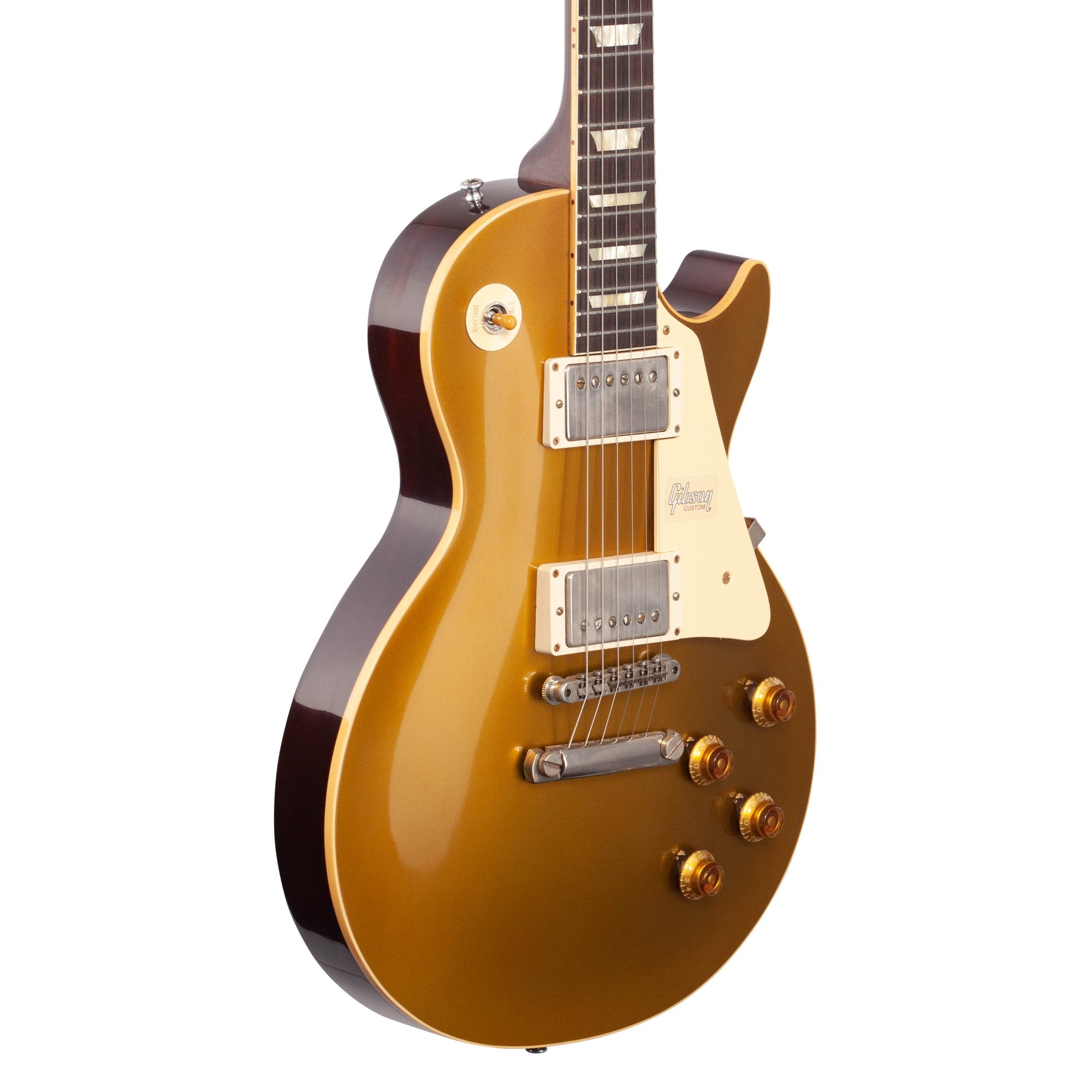 Gibson Custom 57 Les Paul Standard Goldtop VOS Electric Guitar, Gold Top with Dark Back