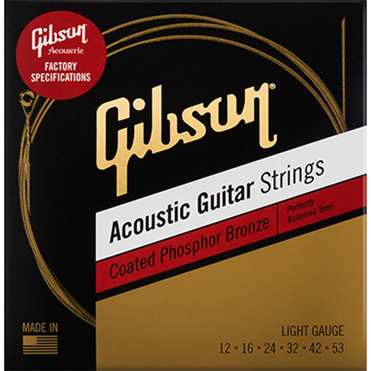 Gibson Coated Phosphor/Bronze Acoustic Guitar Strings, Light