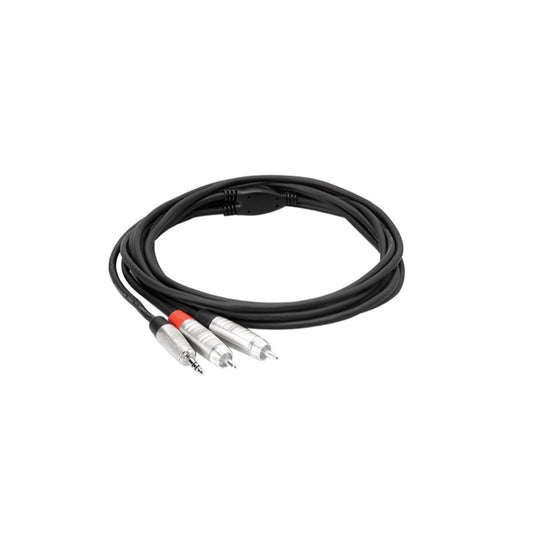 Hosa REAN Pro Stereo Breakout Mini to Dual RCA Cable, HMR-010Y, 10 Foot