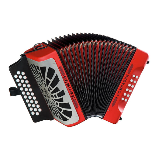 Hohner Compadre Accordion (with Gig Bag), Red, F/Bb/Eb, with Gig Bag