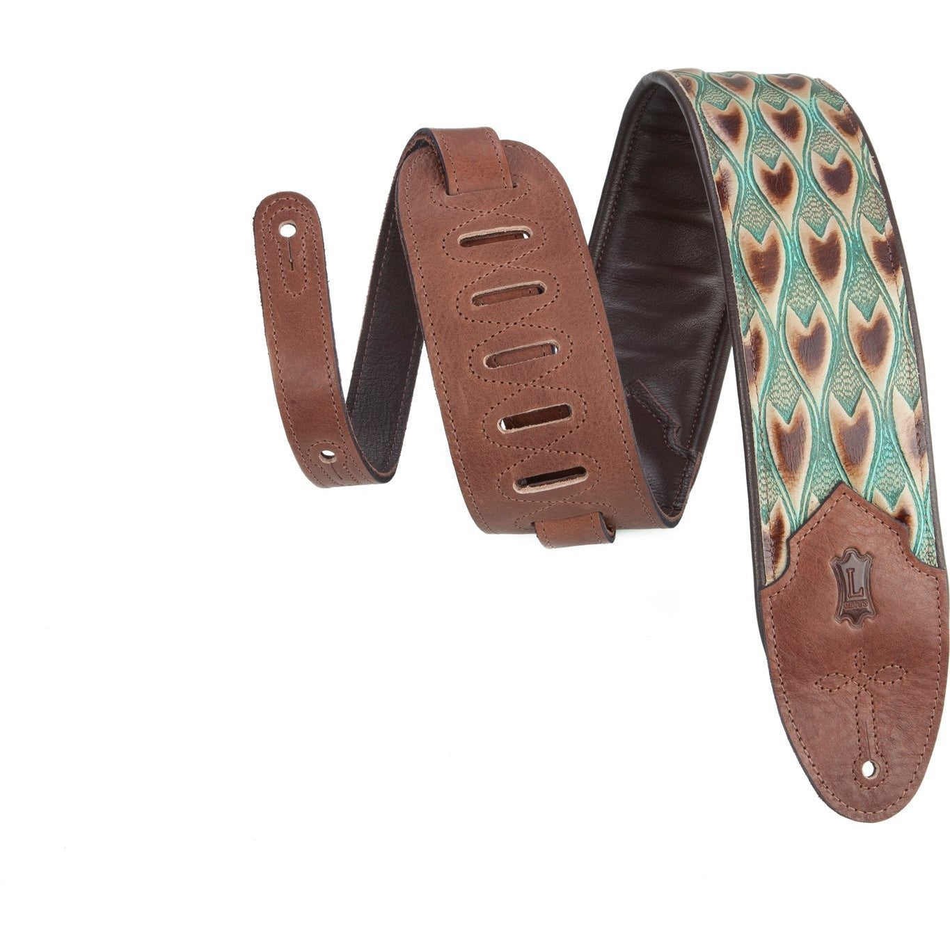 Levy's 3 Inch Wide Embossed Leather Guitar Strap, Arrowhead Turquoise, M4WP-004