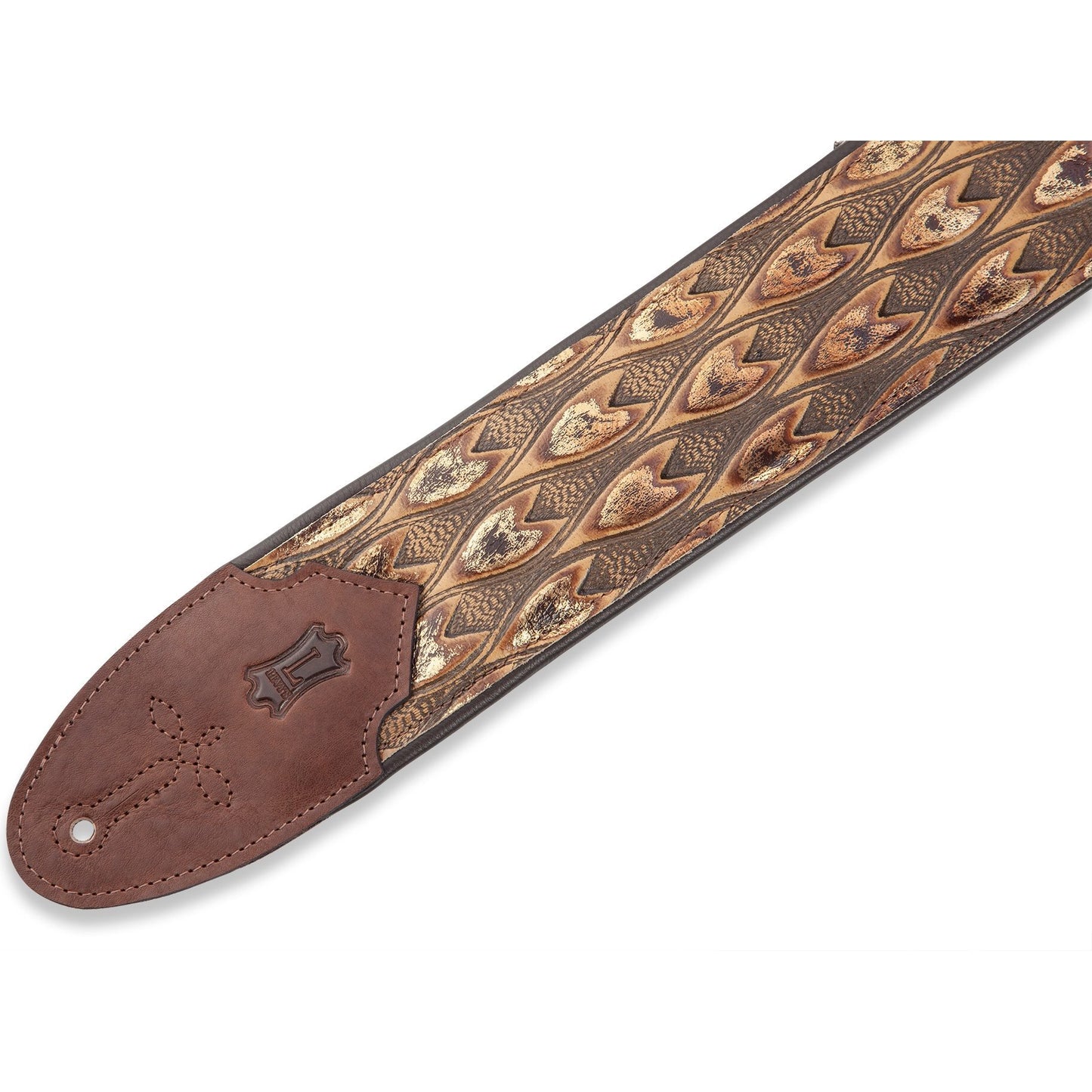 Levy's 3 Inch Wide Embossed Leather Guitar Strap, Arrowhead Bronze, M4WP-005
