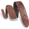 Levy's 3 Inch Wide Embossed Leather Guitar Strap, Whiskey, M4WP-006