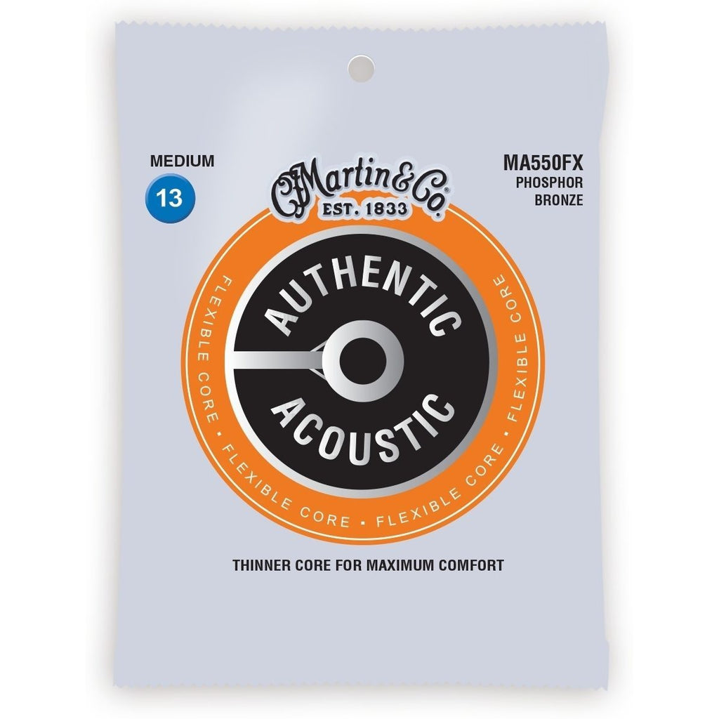 Martin MA550FX Authentic Acoustic Flexible Core Phosphor Bronze Custom Medium Acoustic Guitar Strings