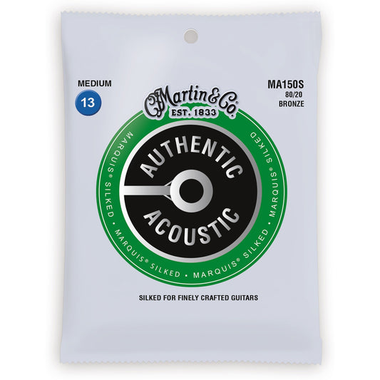 Martin Authentic Marquis Silked 80/20 Bronze Acoustic Guitar Strings, MA150S, Medium