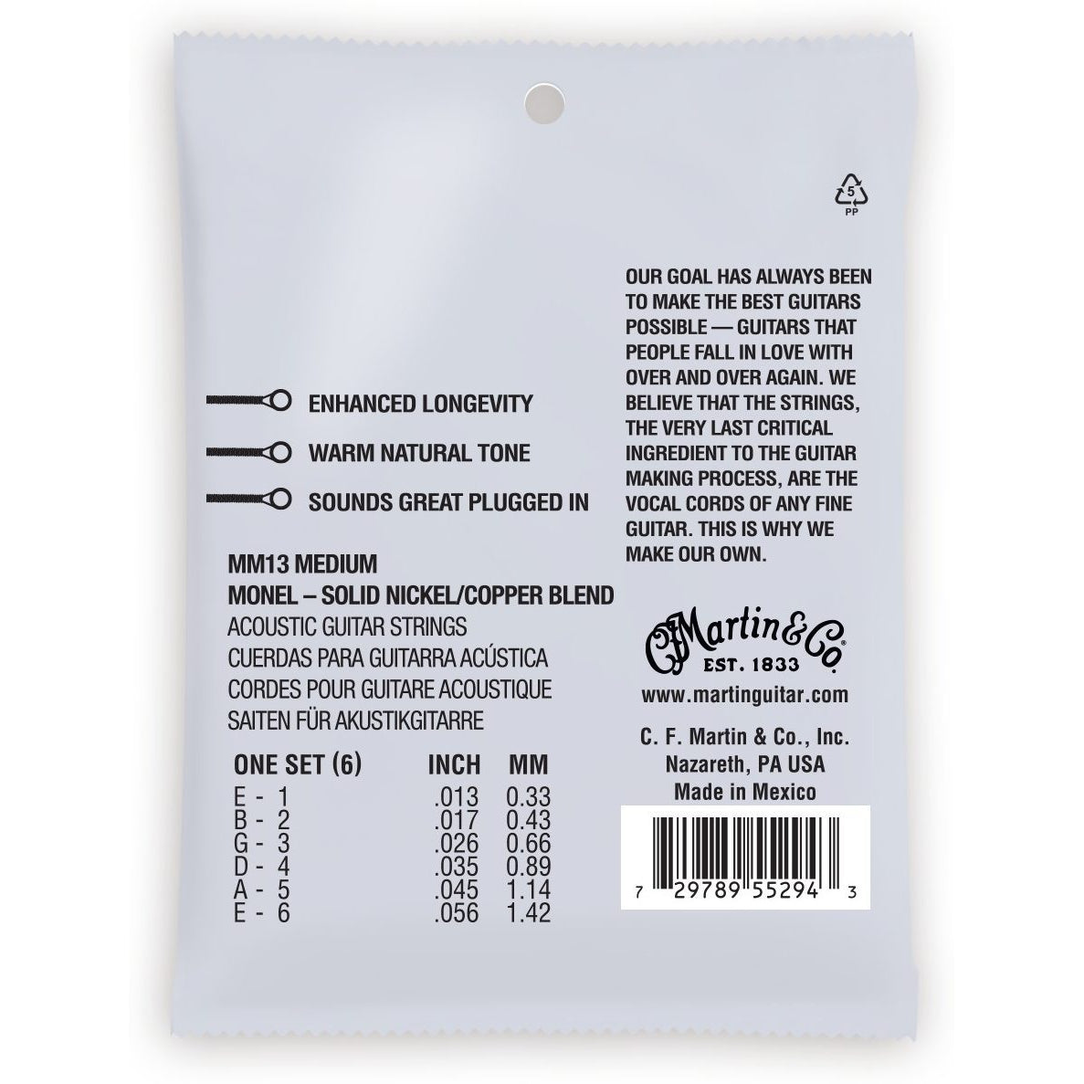 Martin MM13 Retro Monel Medium Acoustic Guitar Strings