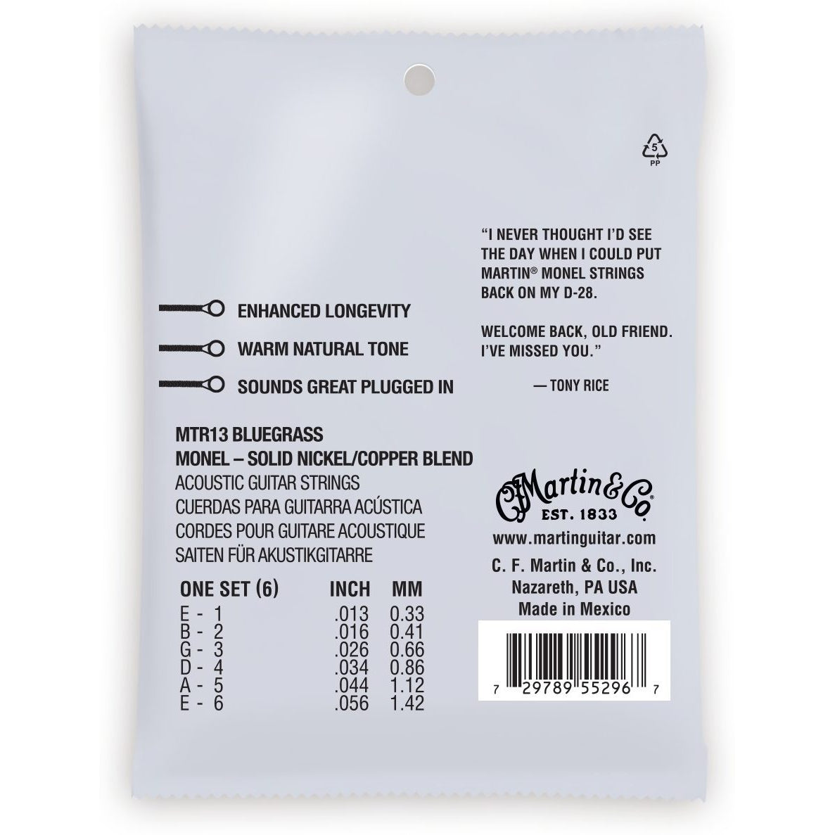 Martin MTR13 Retro Monel Tony Rice's Choice Acoustic Guitar Strings