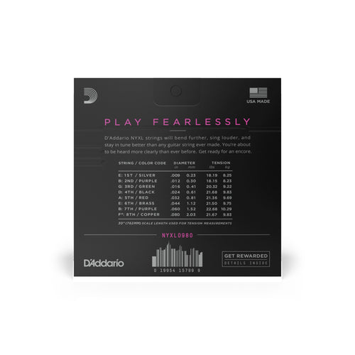 D'Addario NYXL0980 Nickel Wound 8-String Super Lite Electric Guitar Strings