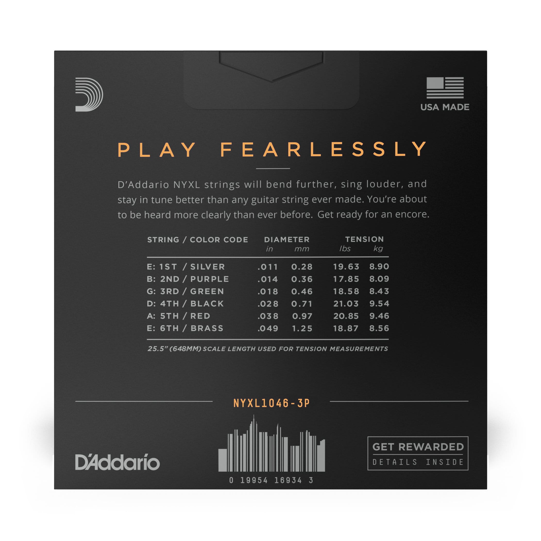 D'Addario NYXL10463P Regular Light 3-Pack of Nickel Wound Electric Guitar Strings