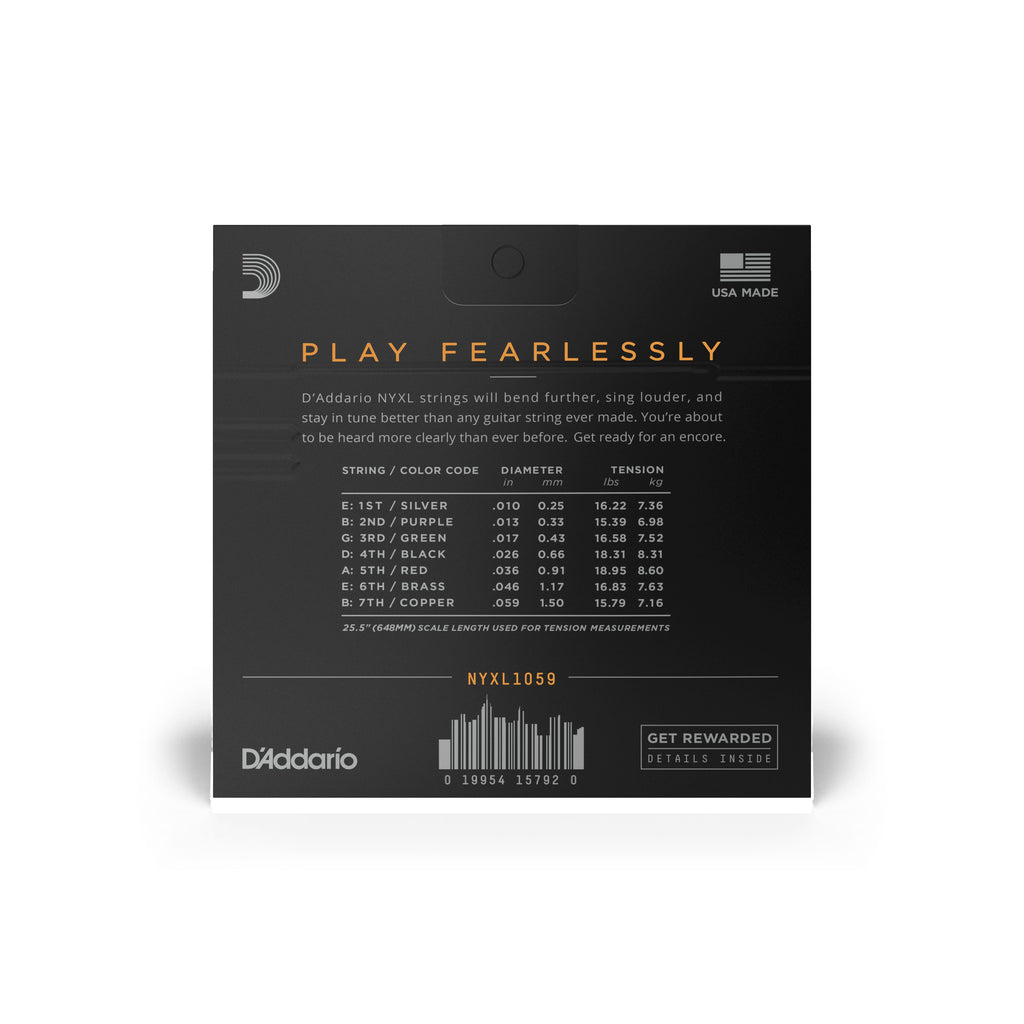 D'Addario NYXL1059 Nickel Wound 7-String Regular Light Electric Guitar Strings