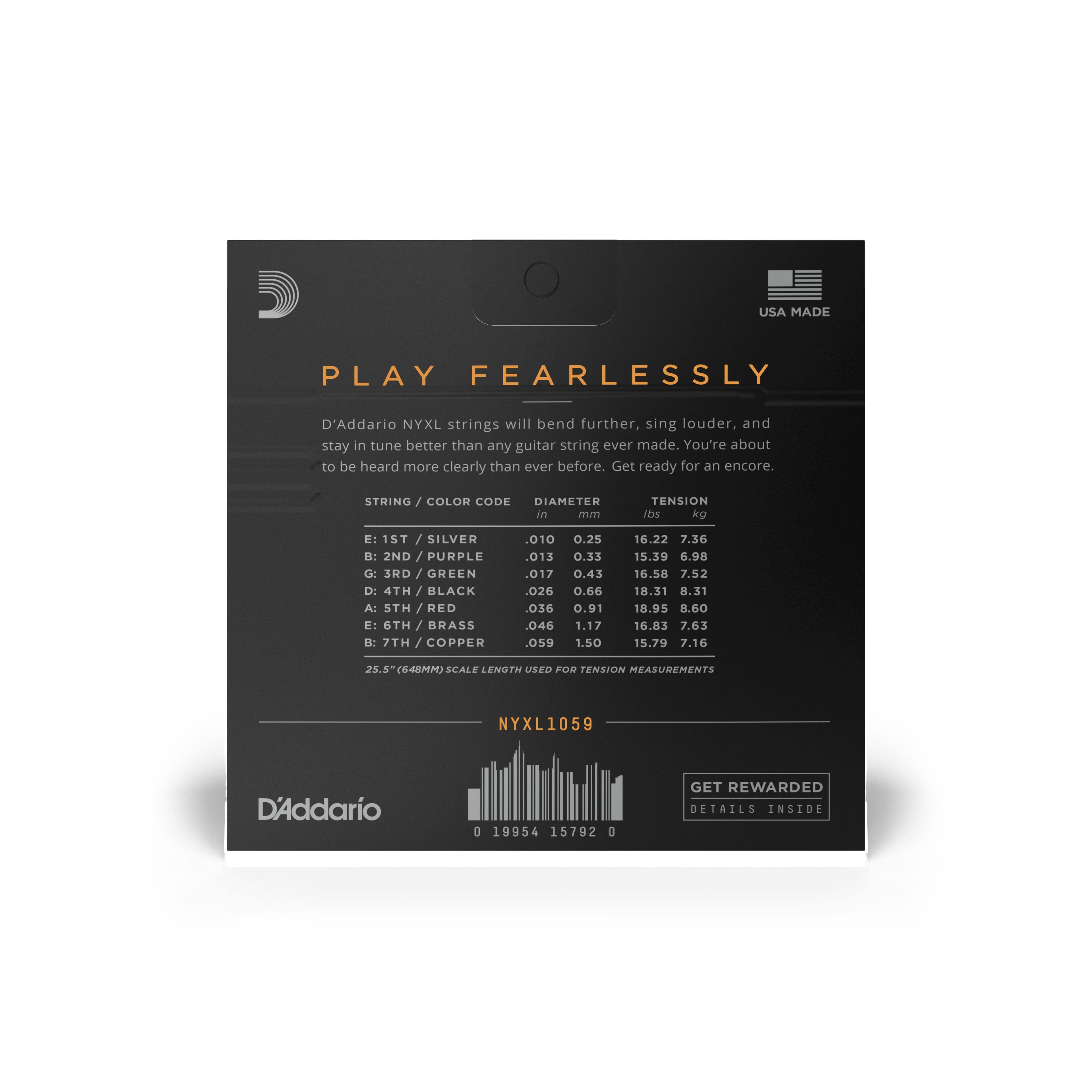 D'Addario NYXL1059 Nickel Wound 7-String Regular Light Electric Guitar Strings