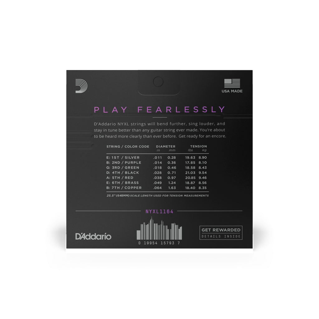 D'Addario NYXL1164 Nickel Wound 7-String Medium Electric Guitar Strings