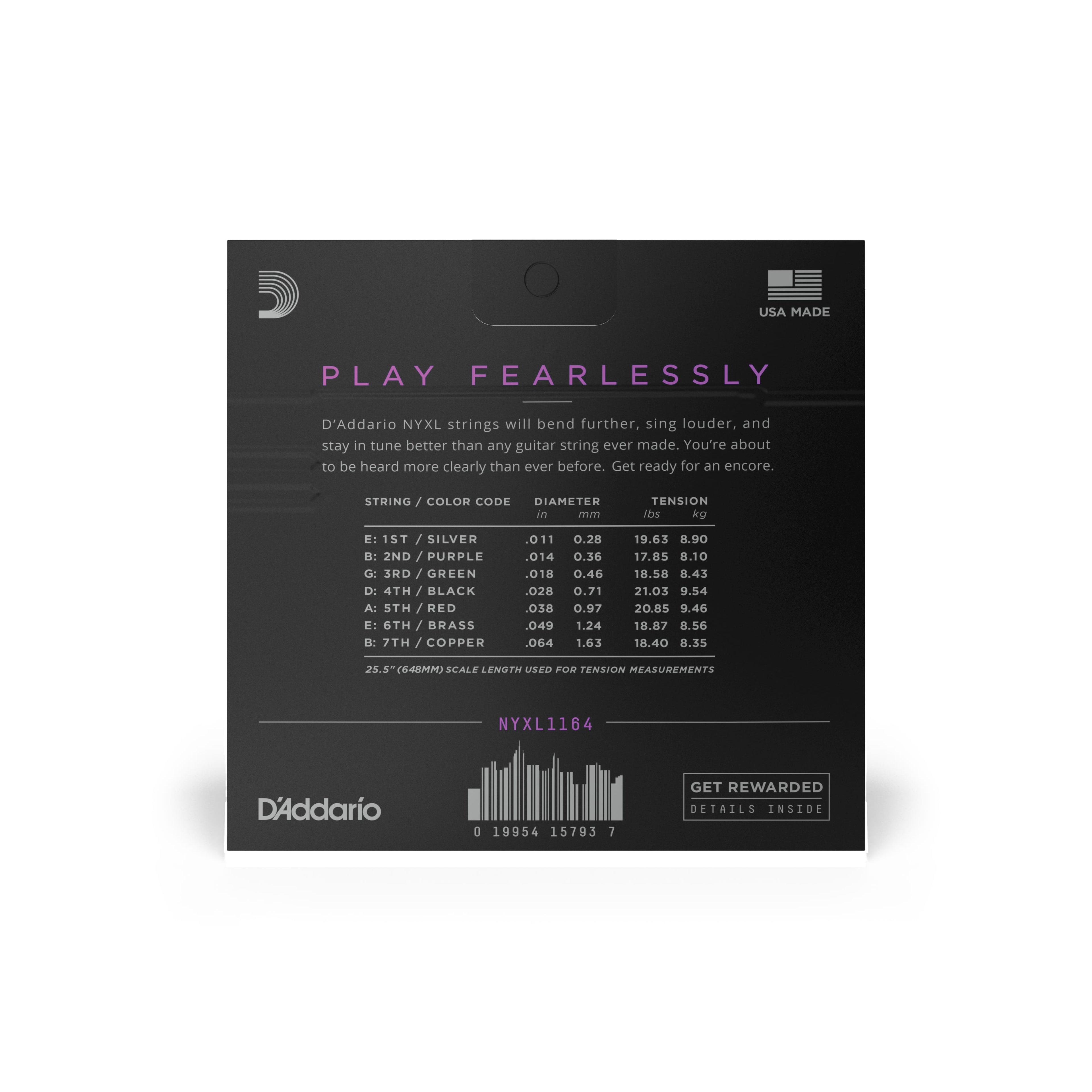 D'Addario NYXL1164 Nickel Wound 7-String Medium Electric Guitar Strings