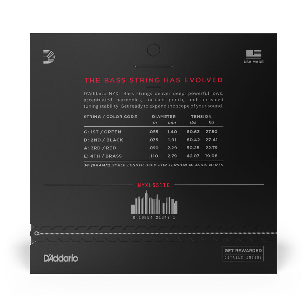 D'Addario NYXL55110 Long Scale Nickel Wound Electric Bass Strings
