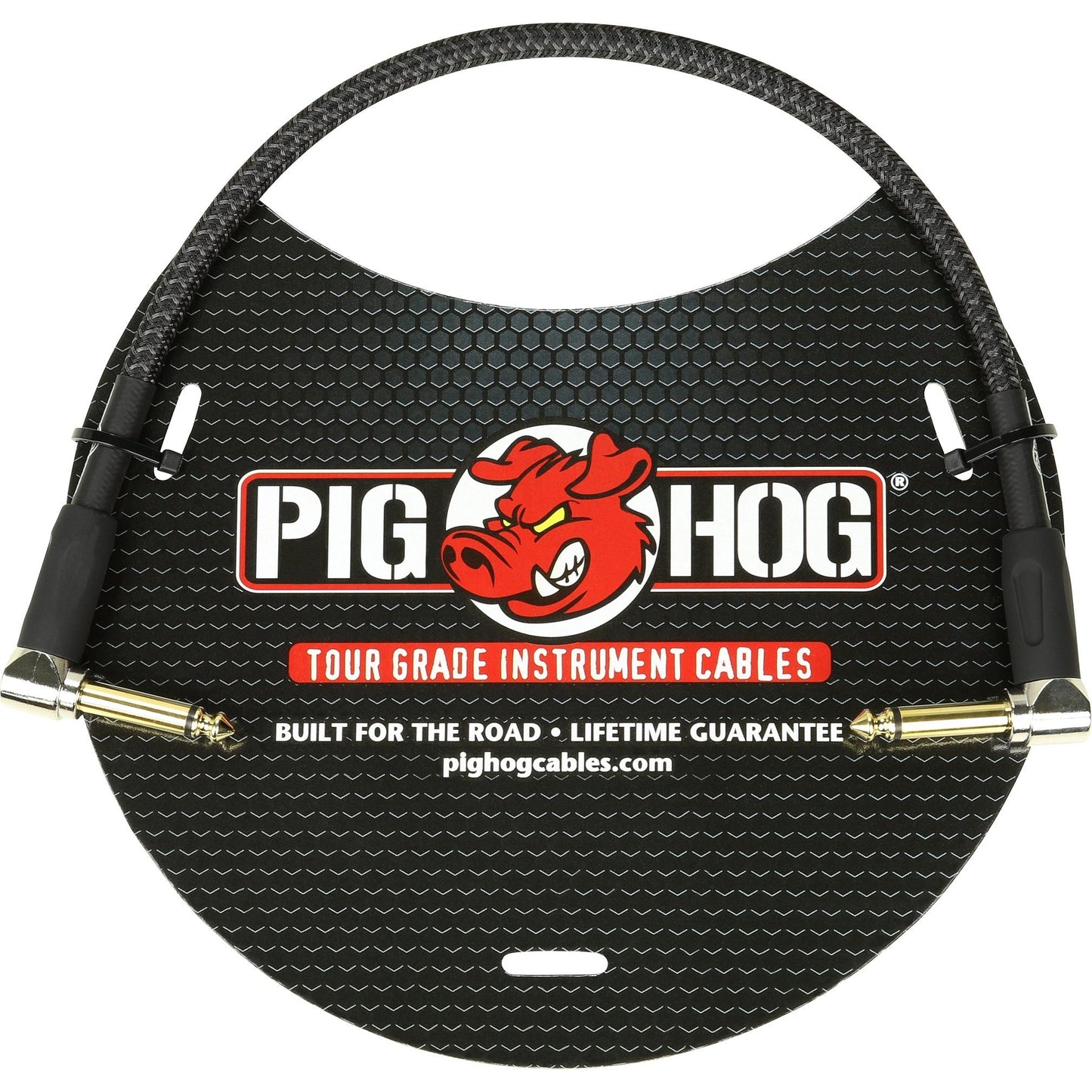 Pig Hog Right Angled Patch Cable, Black, 1'