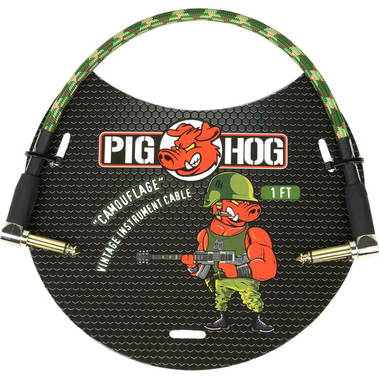 Pig Hog Vintage Series Patch Cable, Camouflage, 1' Angled