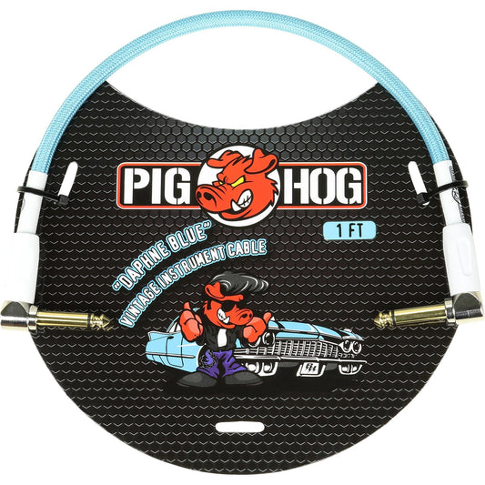 Pig Hog Vintage Series Patch Cable, Daphne Blue, 1' Angled