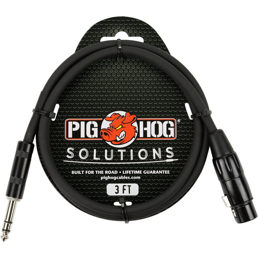 Pig Hog 1/4 Inch TRS (Male) to XLR (Female) Cable, 3 Foot
