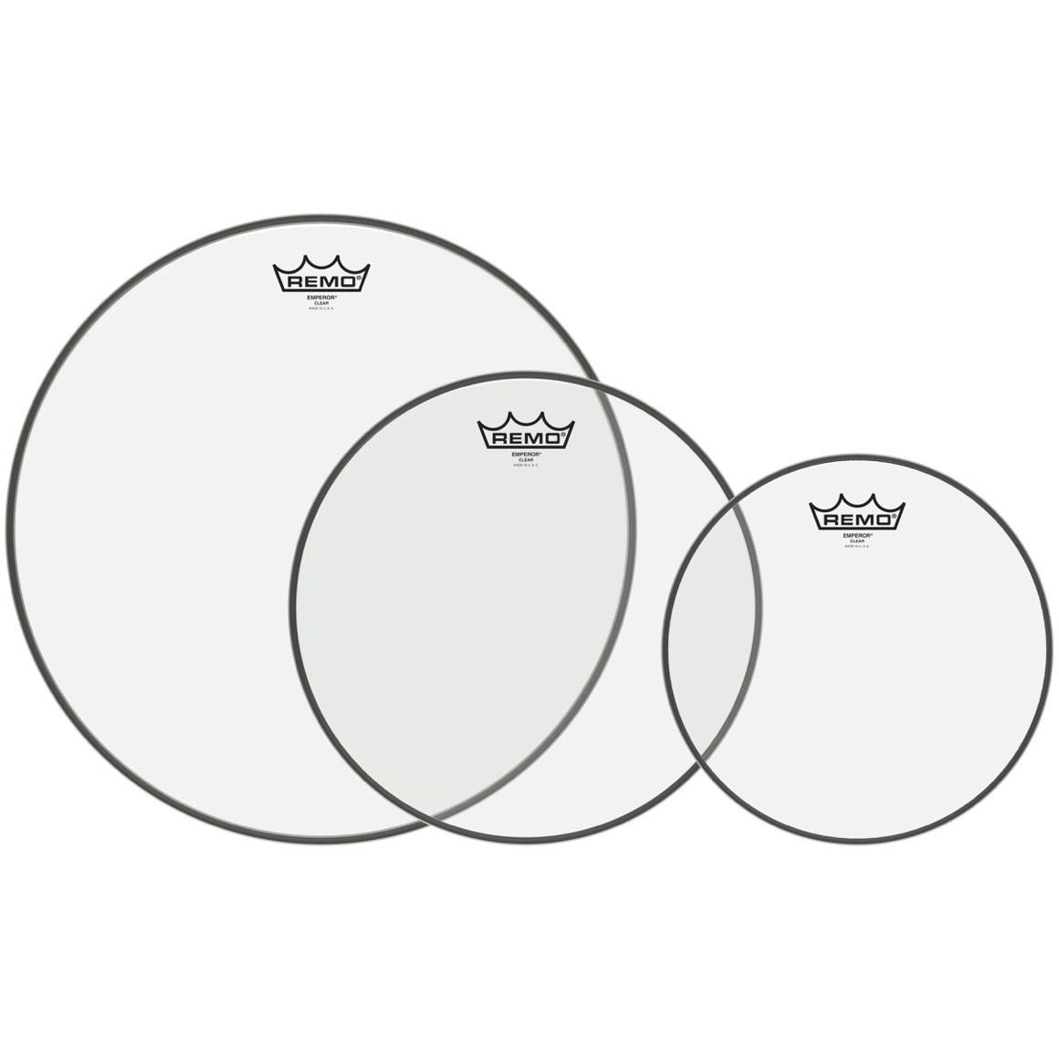 Remo Clear Emperor Tom Drumhead Pack, Pack 3, 10, 12, and 16 Inch