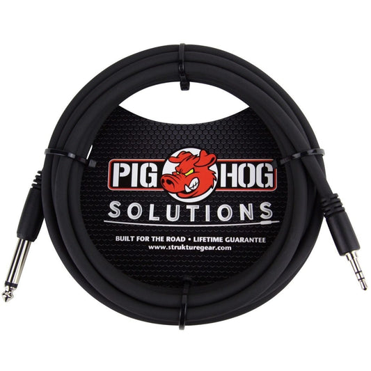 Pig Hog 1/4 Inch TS (Male) to 3.5mm (Male) Adaptor Cable, 10 Foot