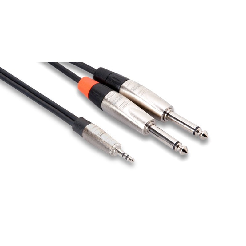 Hosa Pro Stereo Breakout Cable, 1/8 Inch TRS to Dual 1/4 Inch TS, HMP-006Y, 6 Foot