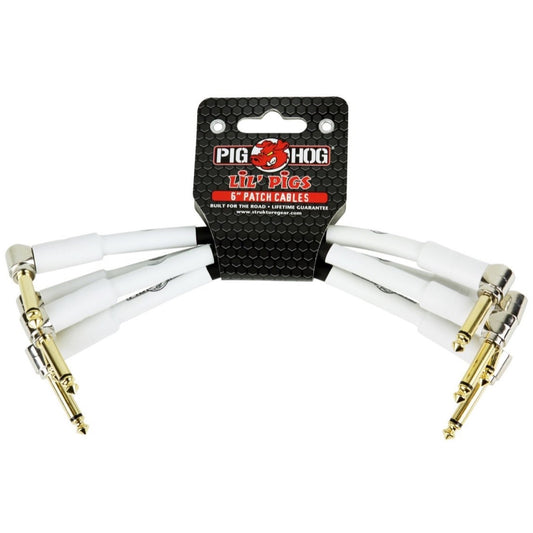Pig Hog Lil Pigs Pedal Cables, White, 4-Pack