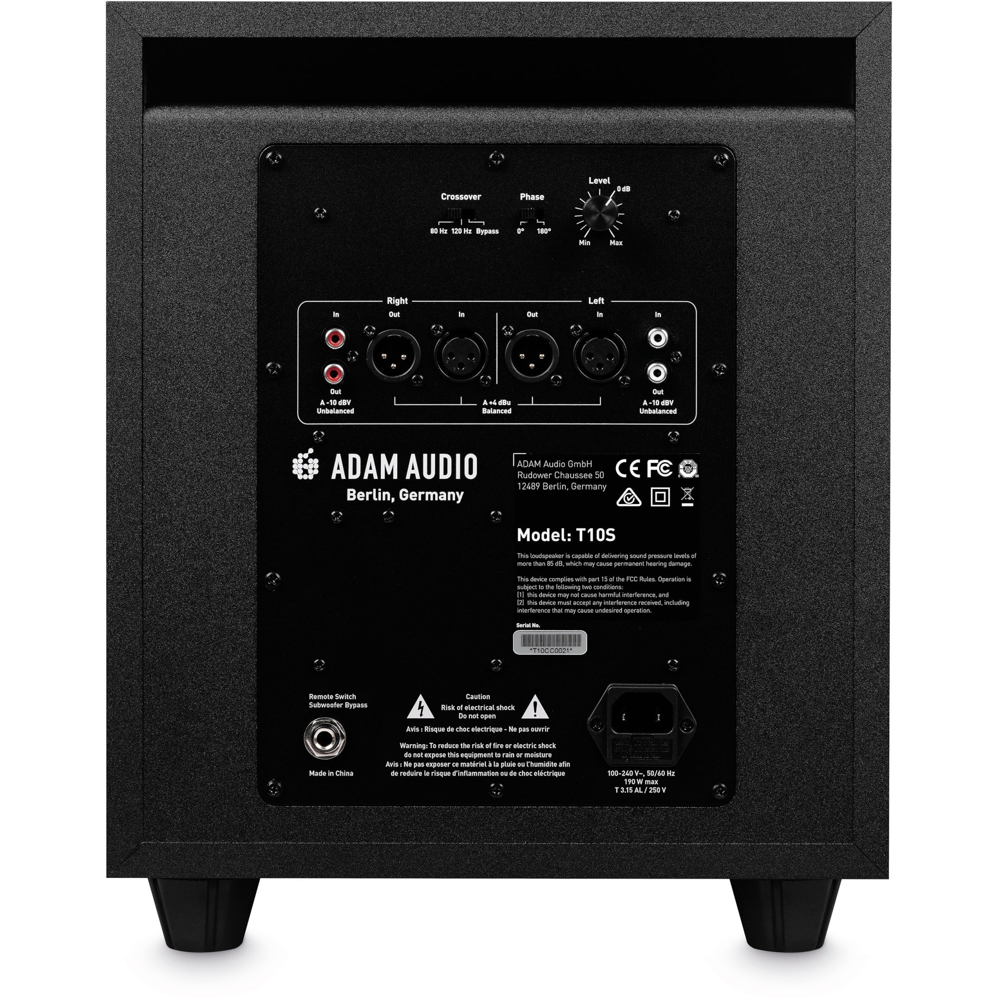 Adam Audio T10S Powered Studio Subwoofer Speaker, Single Speaker