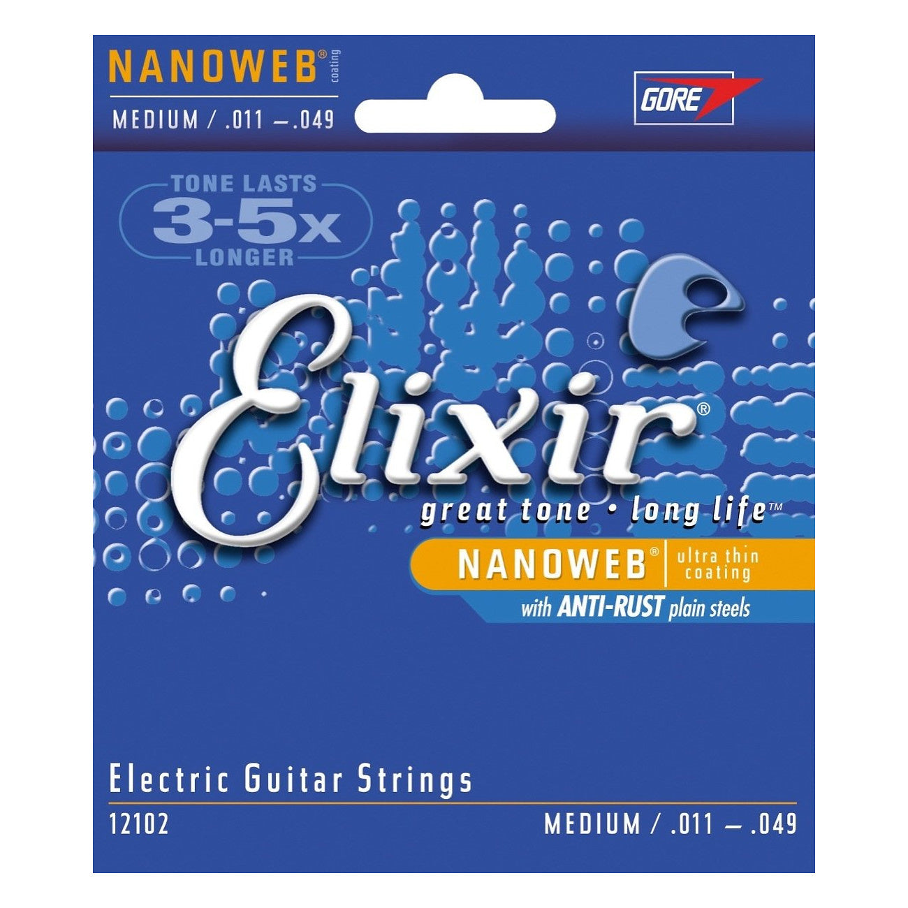 Elixir Nanoweb Electric Guitar Strings, 12102, Medium