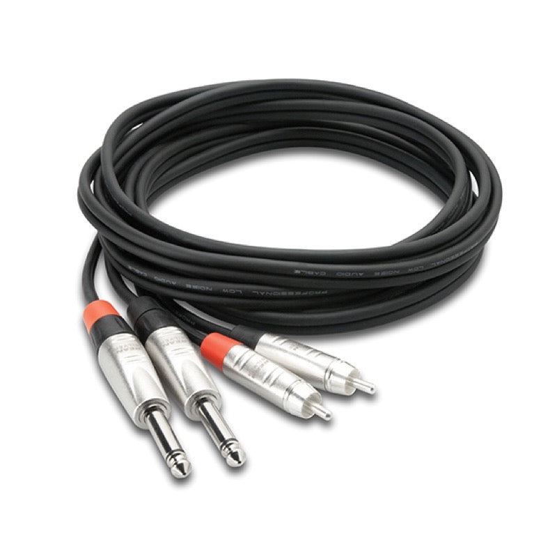 Hosa Pro Stereo Interconnect Cable, Dual 1/4 Inch TS to RCA, HPR-010X2, 10 Foot