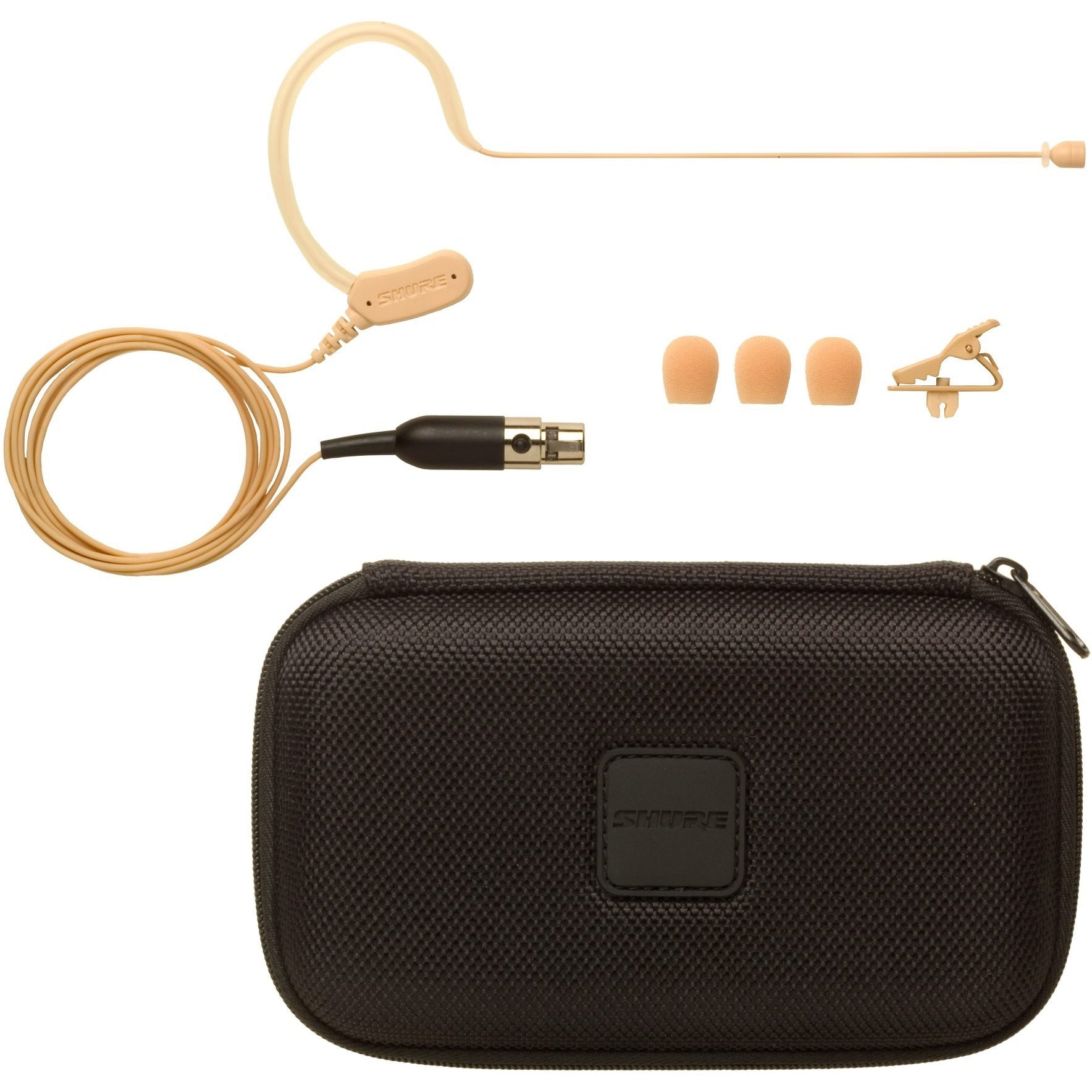 Shure MX153 Earset Headworn Condenser Microphone, Tan, MX153T/O-TQG, Omnidirectional, with TQG/TA4F Connection