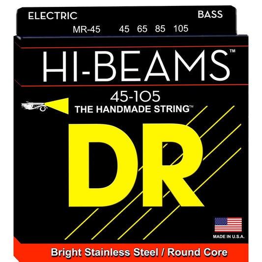 DR Strings MR45 Hi-Beam Electric Bass Strings (Medium, 45-105), MR-45, Medium, 45-105