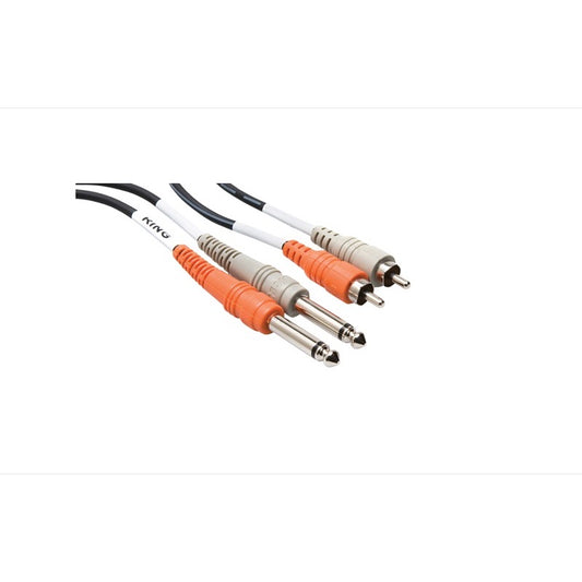 Hosa Dual RCA to Dual Mono 1/4 Inch Cable, 6.6 Foot, 2 Meter
