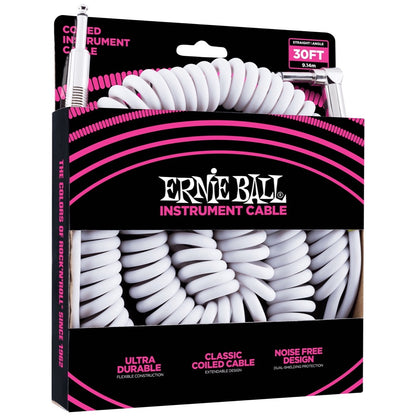 Ernie Ball Coiled Instrument Cable (with One Angled End), 30'