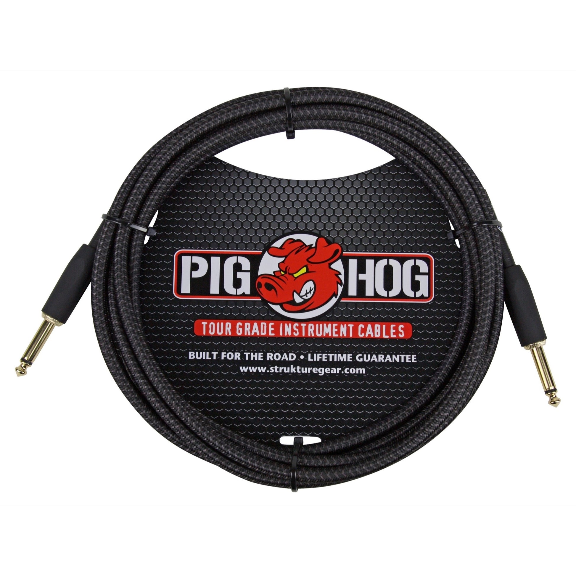Pig Hog Vintage Series Instrument Cable, 1/4 Inch Straight to 1/4 Inch Straight, Black, 10 Foot