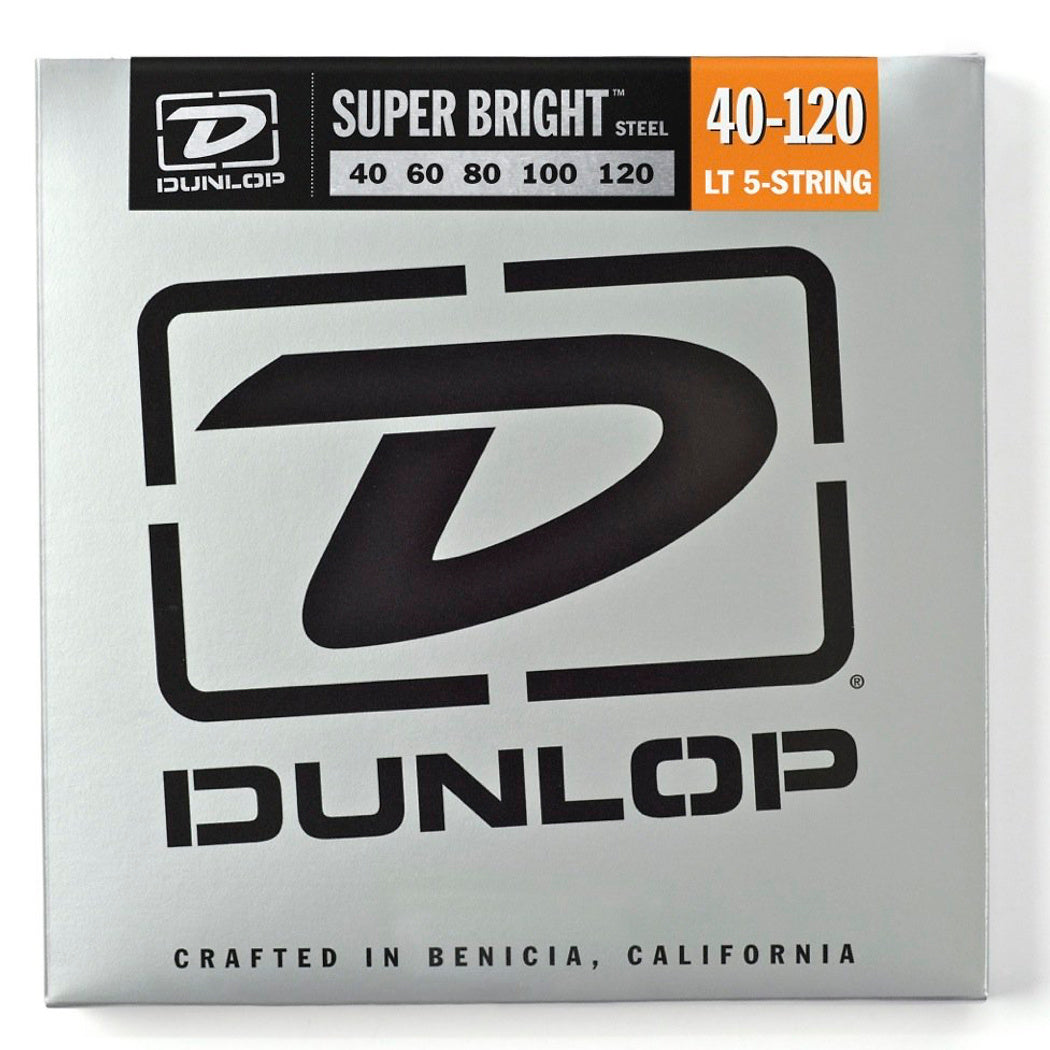 Dunlop Super Bright Steel 5-String Electric Bass Strings, Light, 40-120