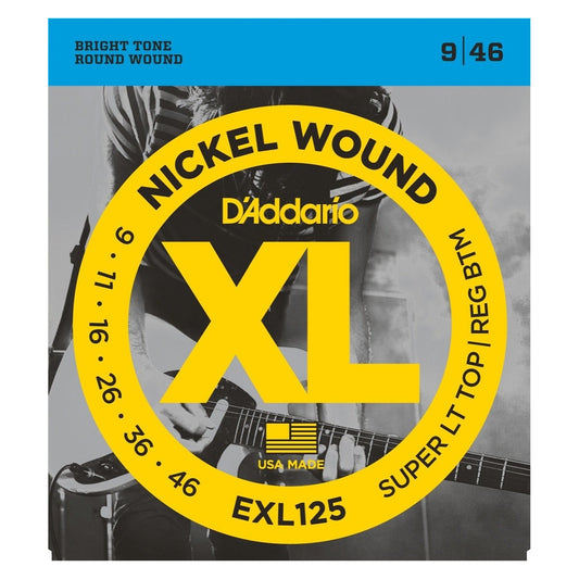 D'Addario EXL125 XL Electric Guitar Strings (Super Light Top/Regular Bottom, 9-46), 3-Pack