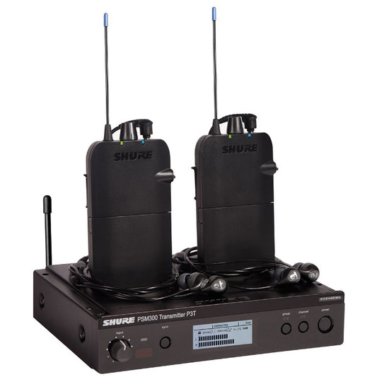 Shure PSM 300 Twin Pack IEM Wireless In-Ear Monitor System with SE112 Earphones, Band G20 (488.150 - 511.850 MHz)