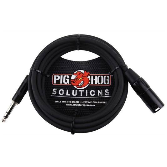 Pig Hog 1/4 Inch TRS (Male) to XLR (Male) Adaptor Cable, 15 Foot