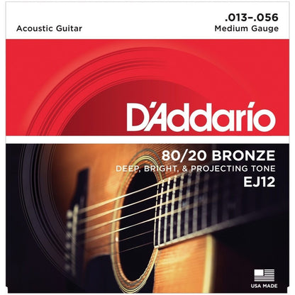 D'Addario EJ12 Medium 80/20 Bronze Acoustic Guitar Strings