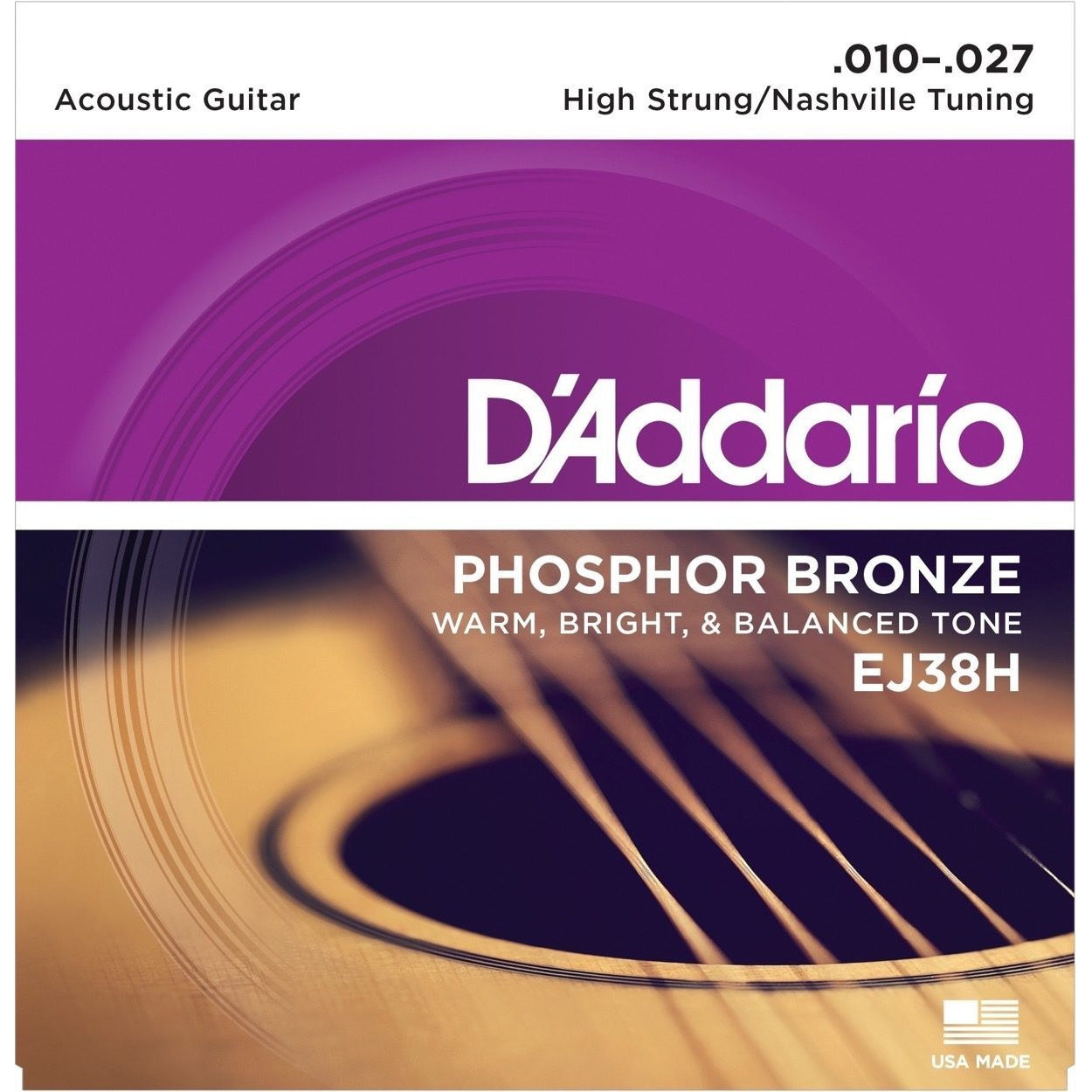 D'Addario EJ38H High Strung Nashville Tuning Phosphor Bronze  Acoustic Guitar Strings