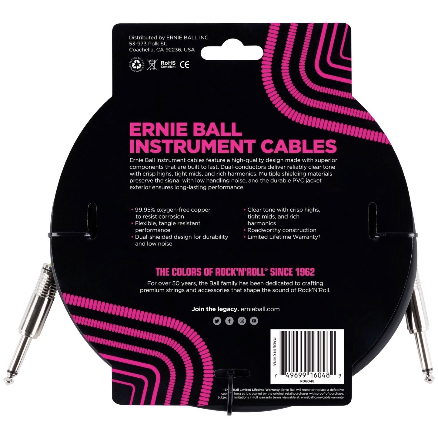 Ernie Ball Instrument Cable, 10 Foot