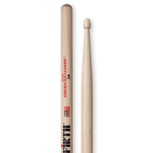 Vic Firth American Classic 5A Drumsticks, Natural, Wood Tip, Pair