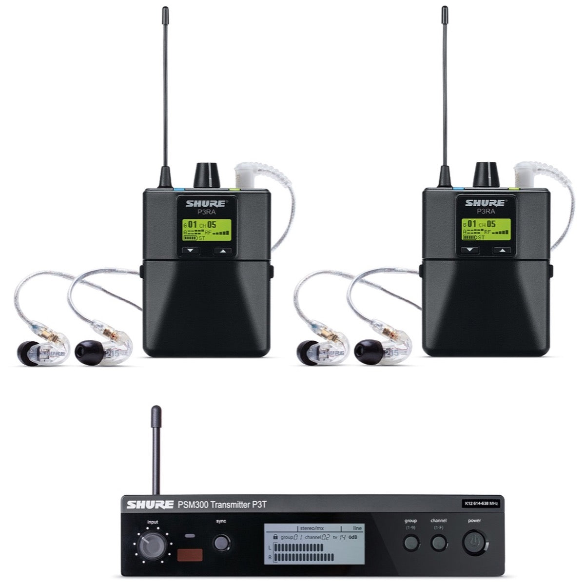 Shure PSM 300 Twin Pack PRO Wireless In-Ear Monitor IEM System with SE215 Earphones, Band H20 (518.200 - 541.800 MHz)
